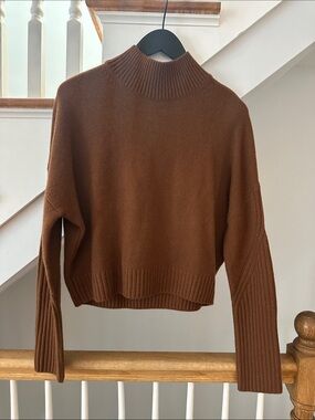 NWT Allsaints Brown Mock-Neck cashmere Women's Sweater size M